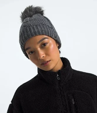 Bonnet doublé à pompon en fausse fourrure Oh Mega pour femme Bonnet doublé à pompon en fausse fourrure Oh Mega pour femme