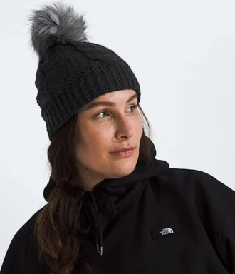Bonnet doublé à pompon en fausse fourrure Oh Mega pour femme Bonnet doublé à pompon en fausse fourrure Oh Mega pour femme