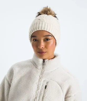 Bonnet doublé à pompon en fausse fourrure Oh Mega pour femme Bonnet doublé à pompon en fausse fourrure Oh Mega pour femme